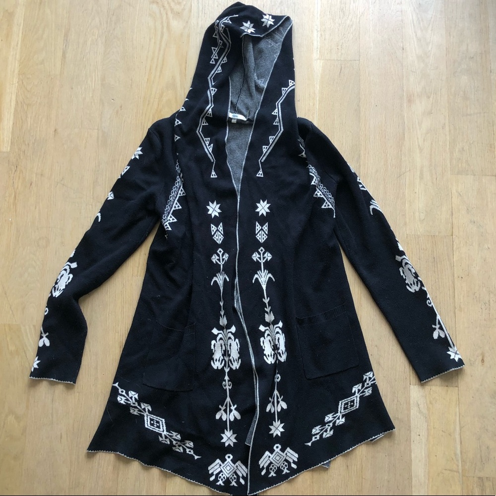 Long Wrap Sweater with Hood